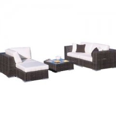 Lounge set made of rattan with aluminium frame